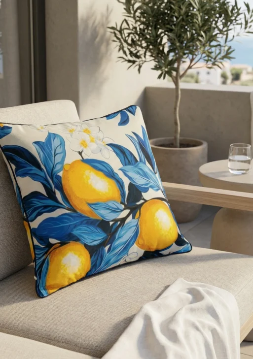 Limon Desenli Kırlent Kılıfı