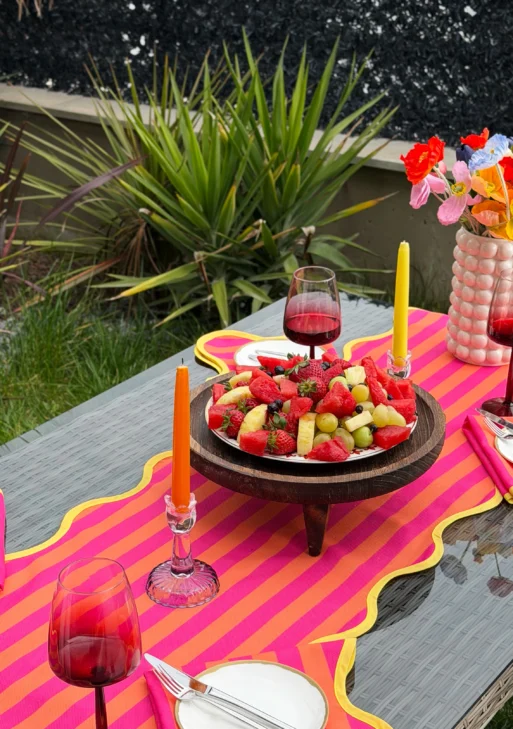 Chic Ripple Turuncu-Pembe Yellow Runner & Peçete Set